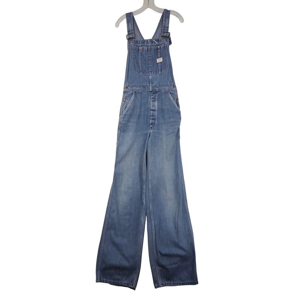 Vintage 70's JCPenney Big Mac Square Back Blue Denim Carpenter Bib Overall 28x32